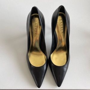 Ralph Lauren New Black leather high heels shoes. Size 9B
